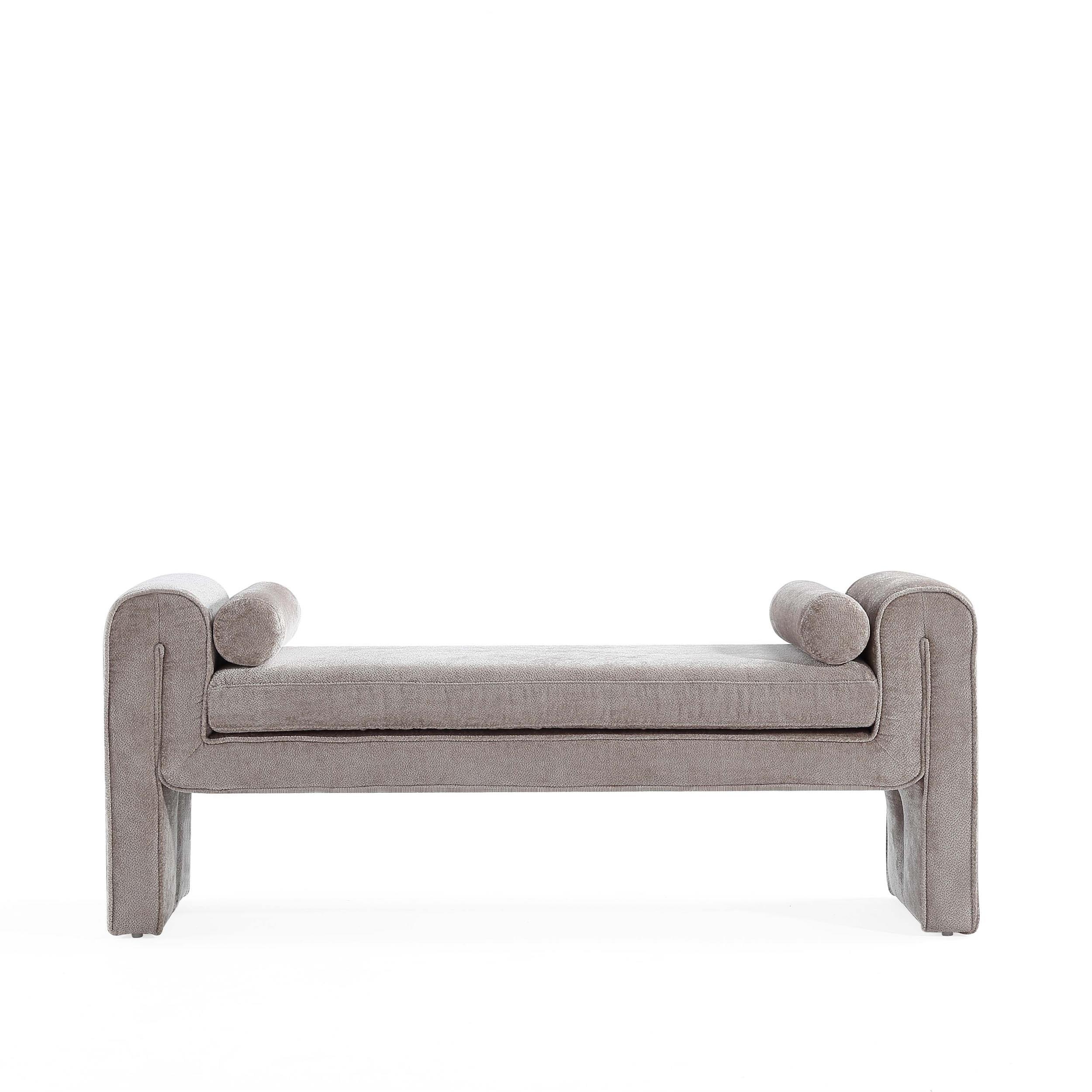 Manhattan Comfort 59" Concord Modern Chenille Upholstered Bench Dove