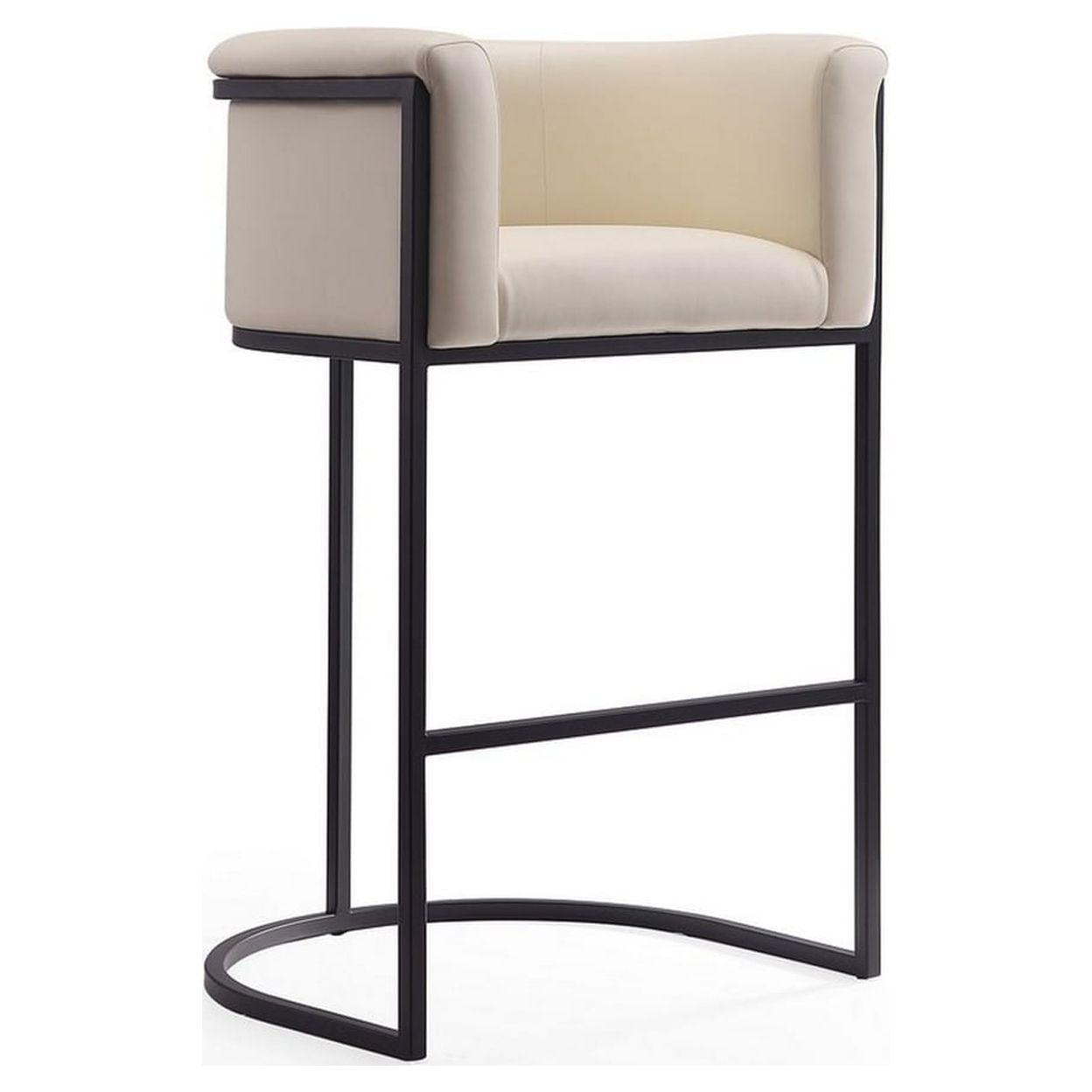 Cosmopolitan Modernist 24" Cream and Black Midcentury Barstool