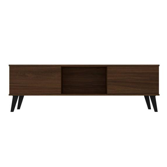 Doyers TV Stand for TVs up to 60" Brown - Manhattan Comfort: Entertainment Center with Open Shelves, Cable Management