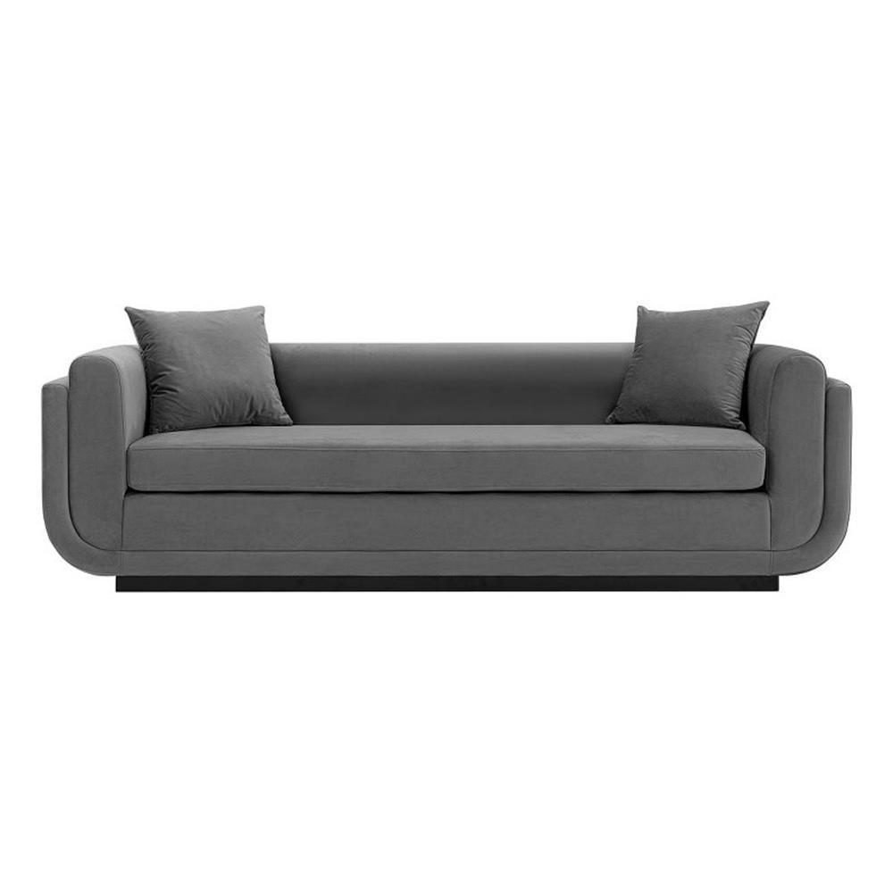 Edmonda Contemporary Velvet Upholstered Sofa with Pillows - Manhattan Comfort