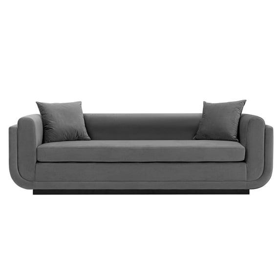 Edmonda Contemporary Velvet Upholstered Sofa with Pillows Dark Gray - Manhattan Comfort