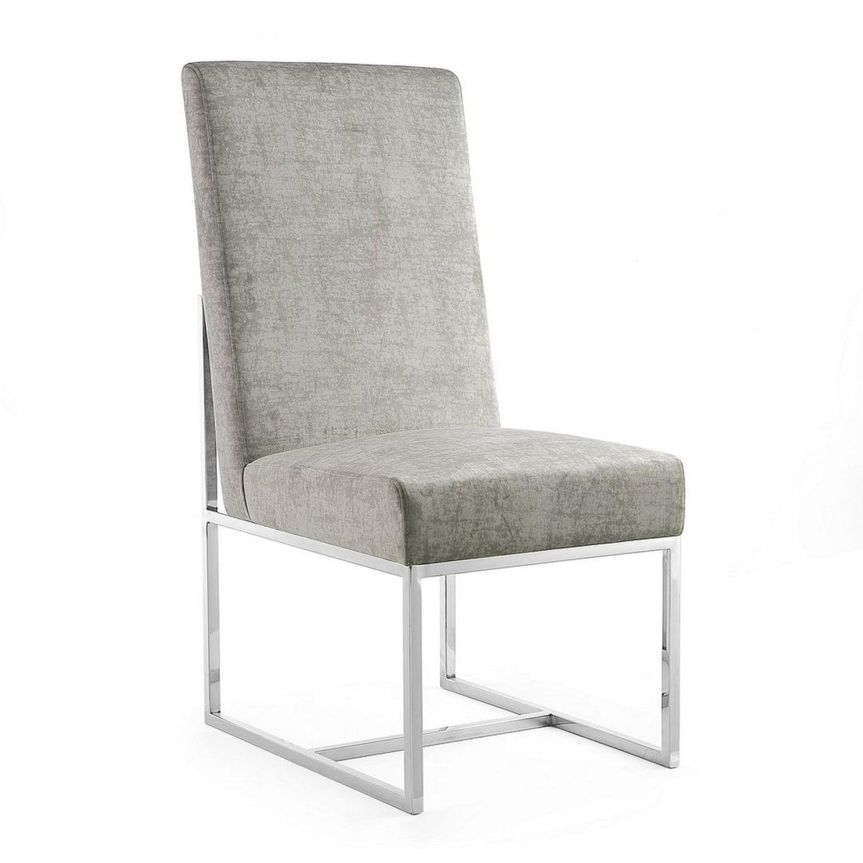 Element Velvet Dining Chair Steel - Manhattan Comfort: High-Back, Armless, Stainless Steel Base