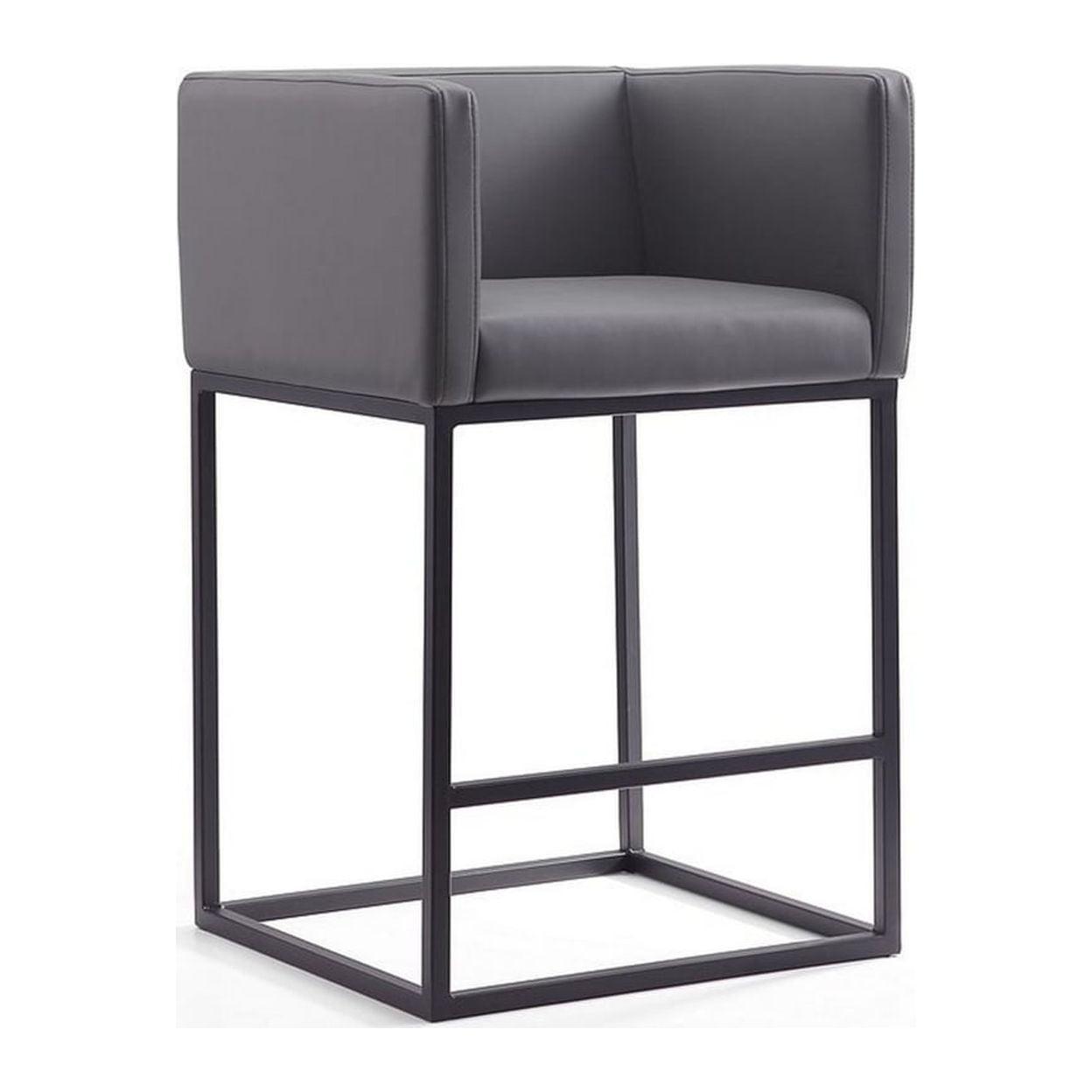 Modern Embassy 21'' Grey and Black Faux Leather Counter Stool