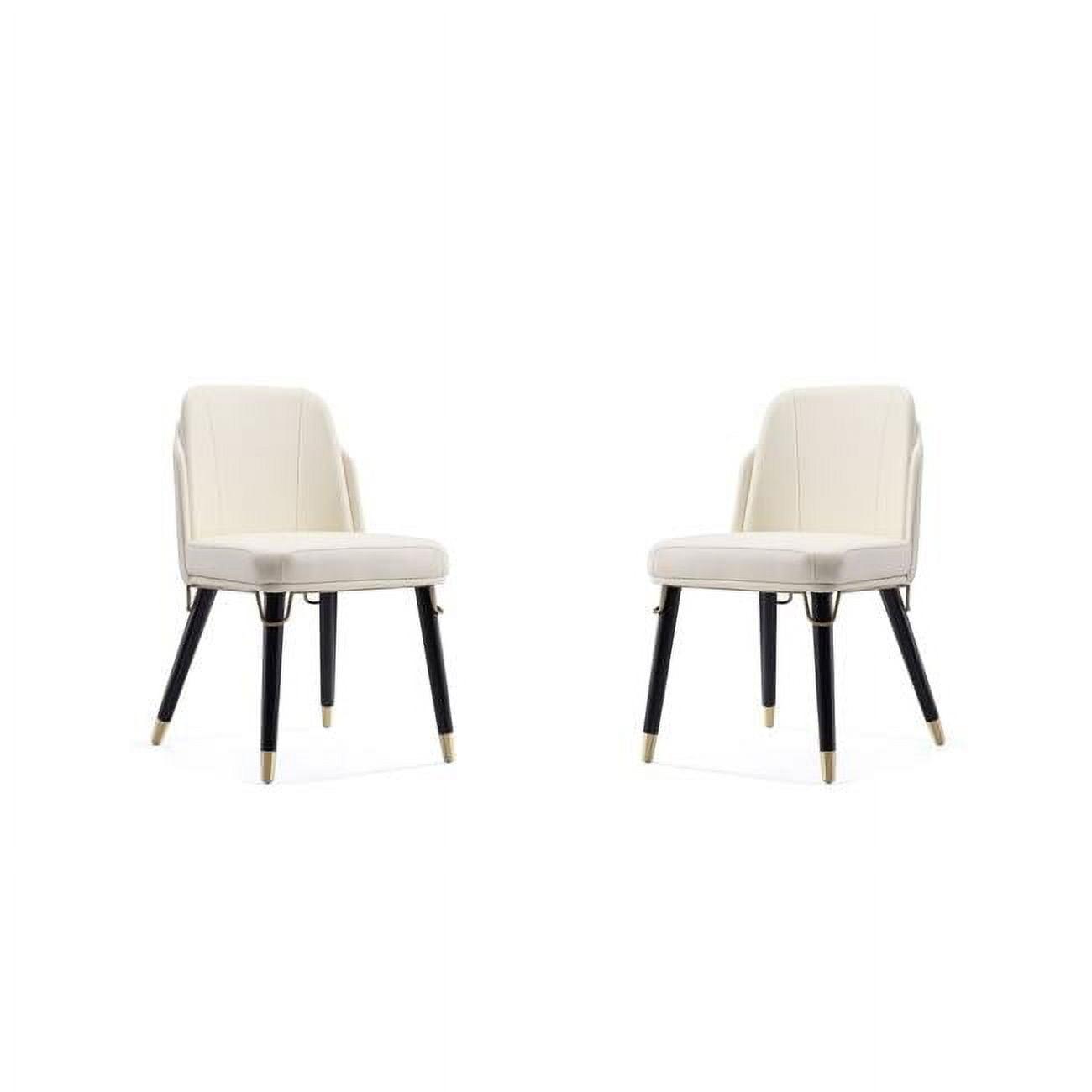 Estelle Cream and Black Faux Leather Upholstered Side Chair