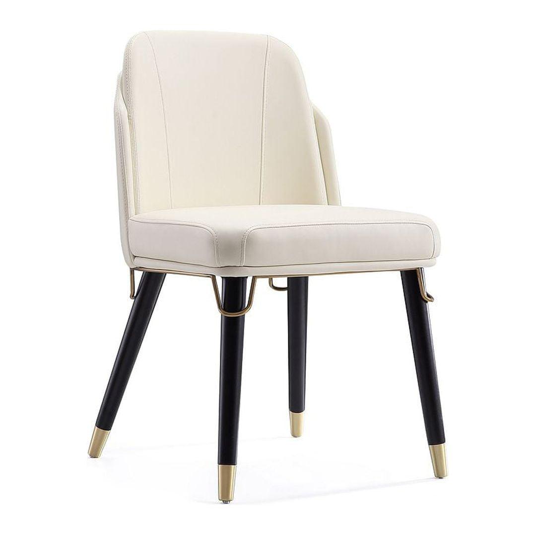 Estelle Cream & Black Faux Leather High-Back Side Chair