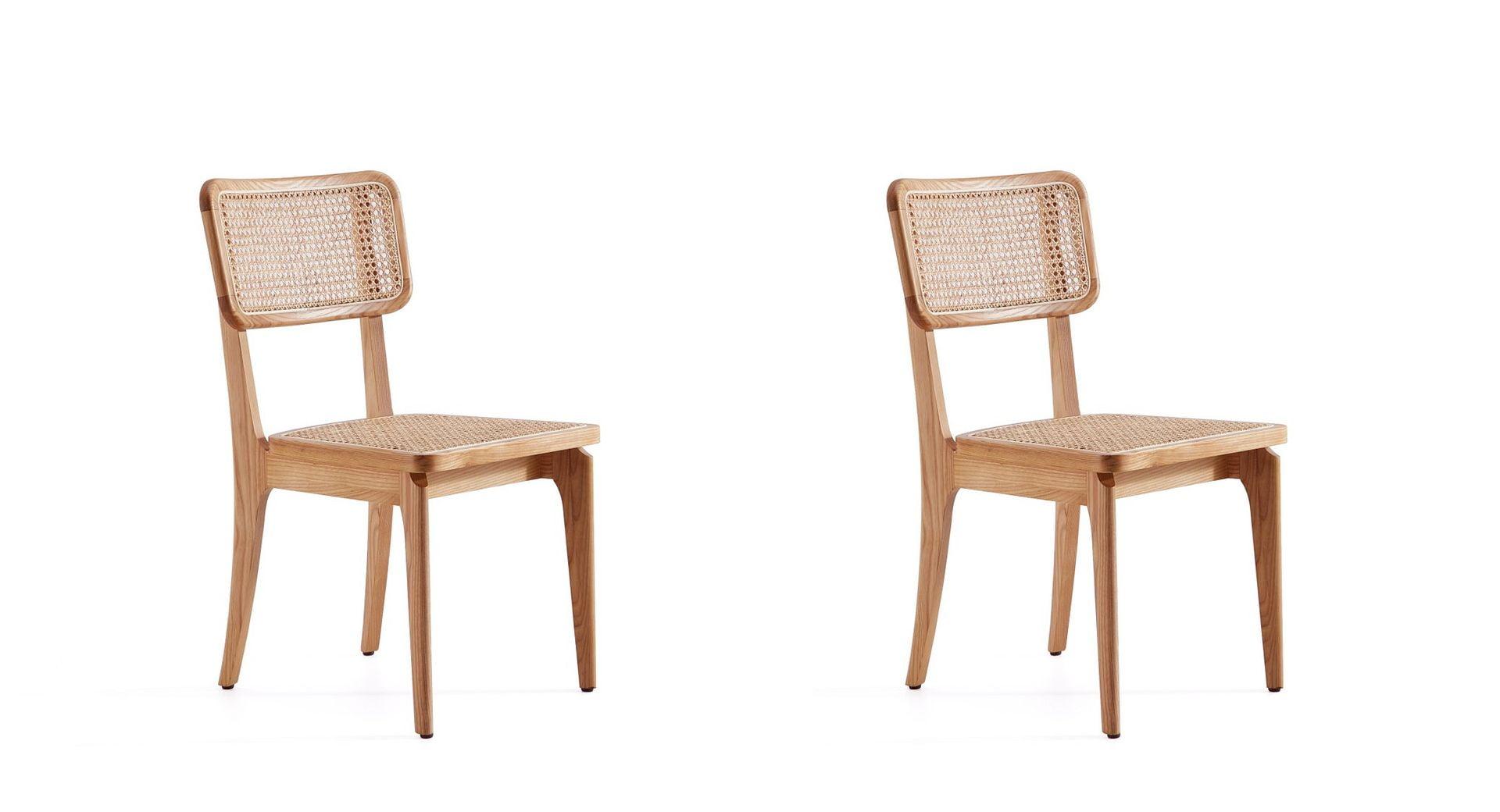 Giverny Natural Ash Wood and Rattan Armless Dining Chair