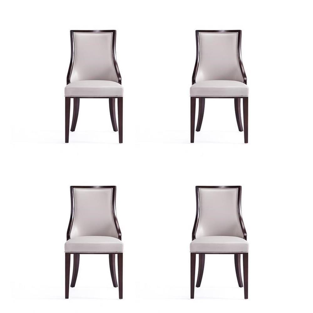 Manhattan Comfort Grand 18.5" Faux Leather Dining Chair in Gray (Set of 4)