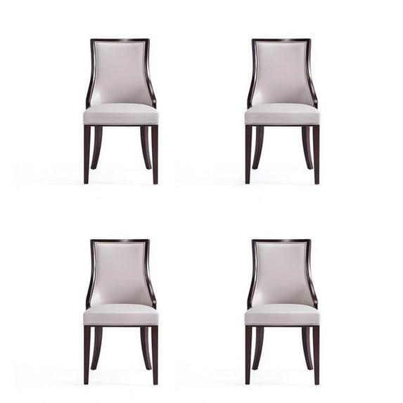 Manhattan Comfort Grand 18.5" Faux Leather Dining Chair in Gray (Set of 4)