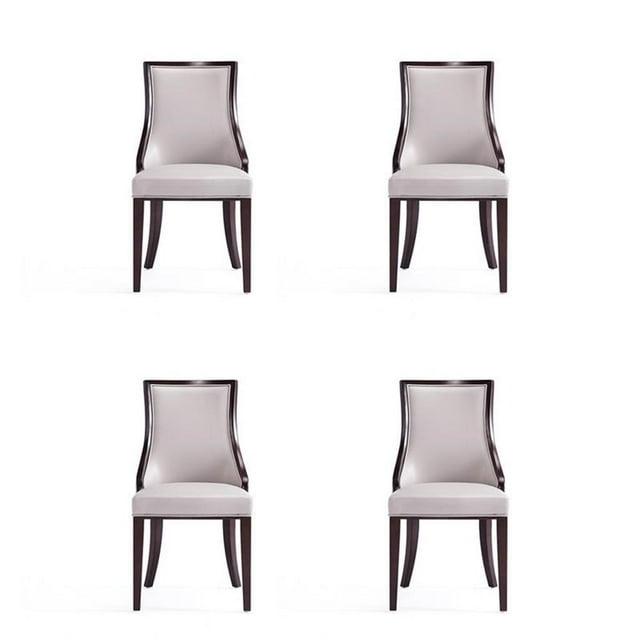 Manhattan Comfort Grand 18.5" Faux Leather Dining Chair in Gray (Set of 4)
