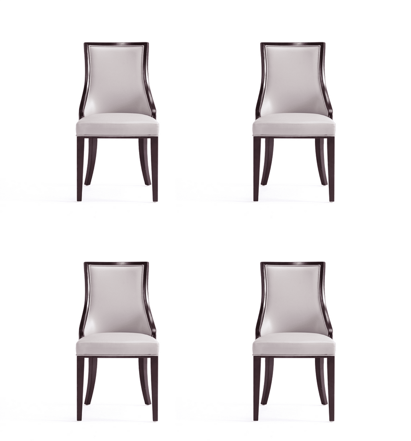 Grand Gray Faux Leather Parsons Dining Chairs with Wood Frame, Set of 4