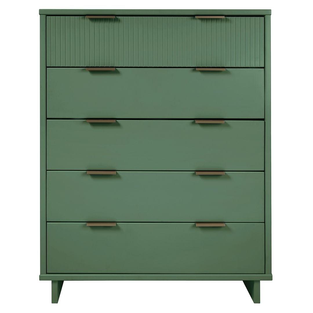 Tall Granville Modern 5 Drawer Dresser Sage Green - Manhattan Comfort: UV Painted, Soft Close, Metal Handles