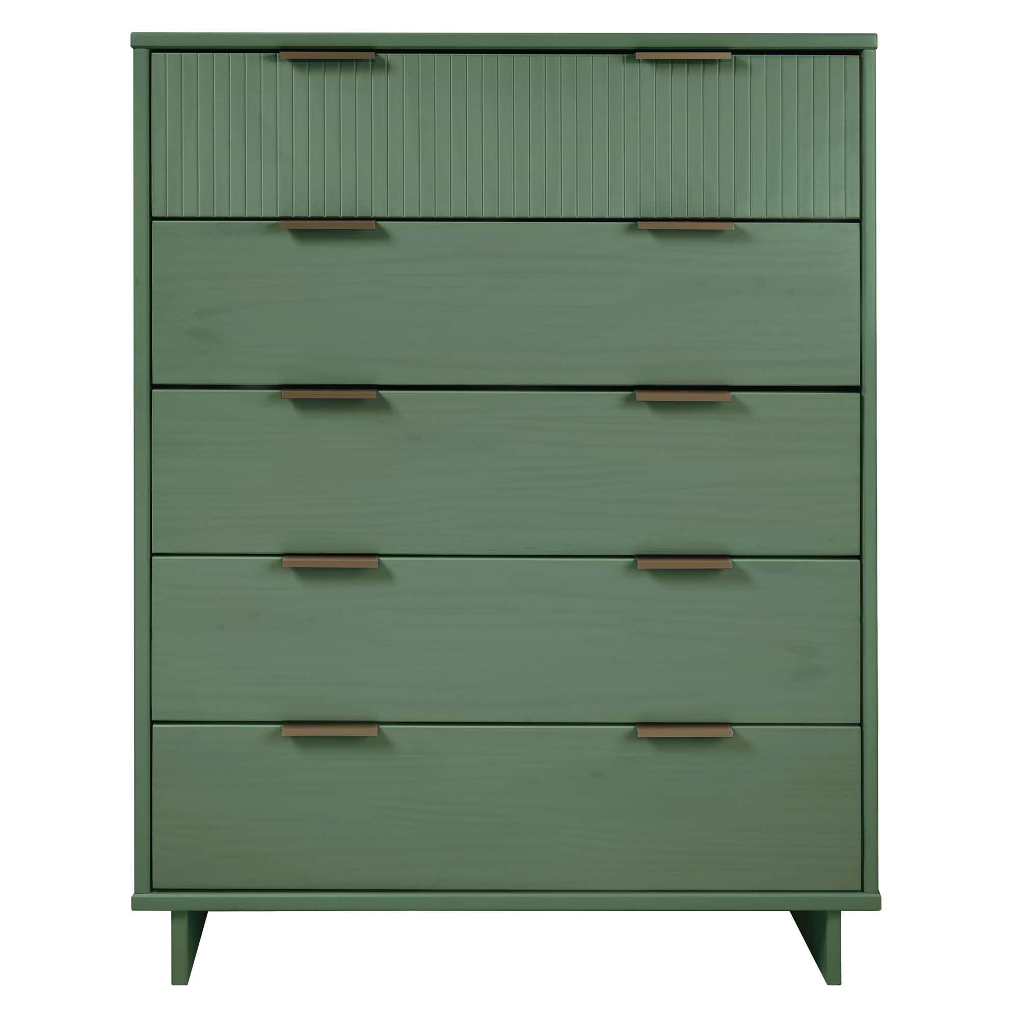 Tall Granville Modern 5 Drawer Dresser Sage Green - Manhattan Comfort: UV Painted, Soft Close, Metal Handles