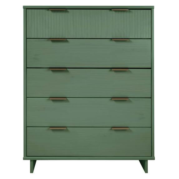 Tall Granville Modern 5 Drawer Dresser Sage Green - Manhattan Comfort: UV Painted, Soft Close, Metal Handles