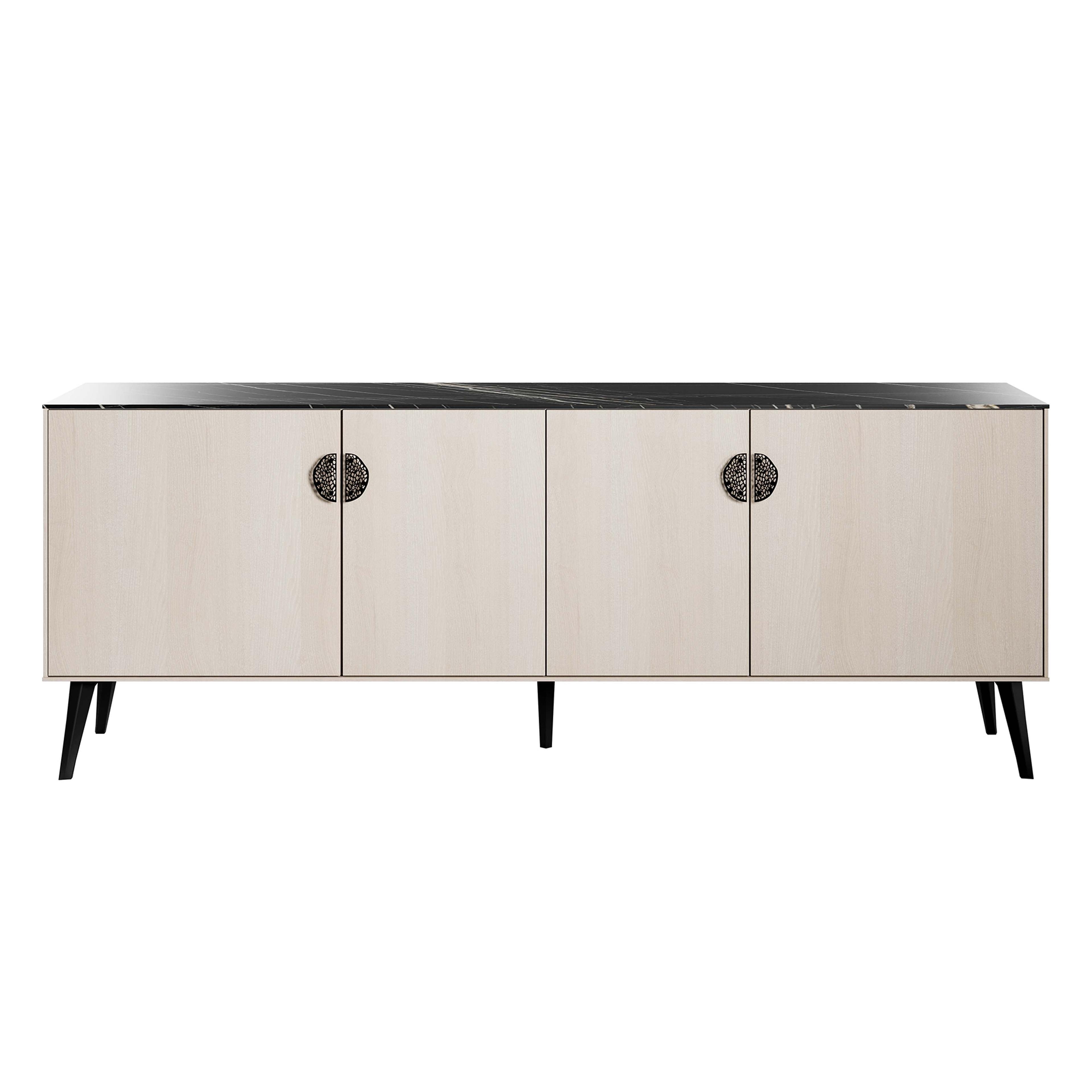 Manhattan Comfort 78.7" Haley Sideboard White/Black Marble