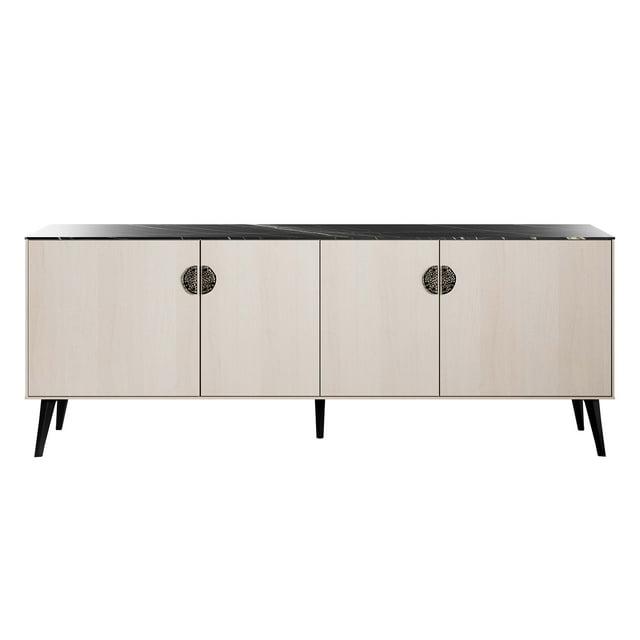 Manhattan Comfort 78.7" Haley Sideboard White/Black Marble