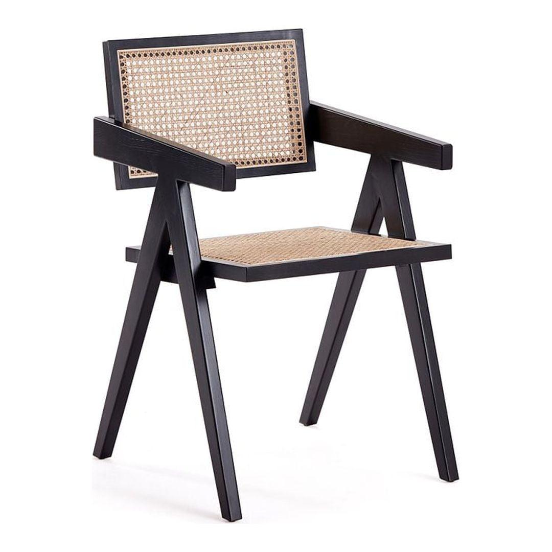 Hamlet Black and Natural Cane A-Frame Armchair