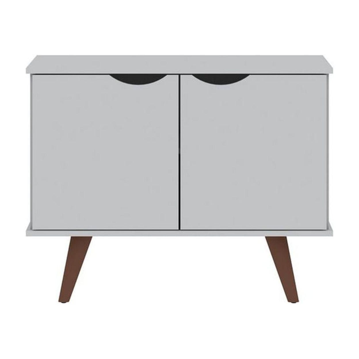 White Mid-Century Modern Wood Accent Cabinet with Graduated Legs