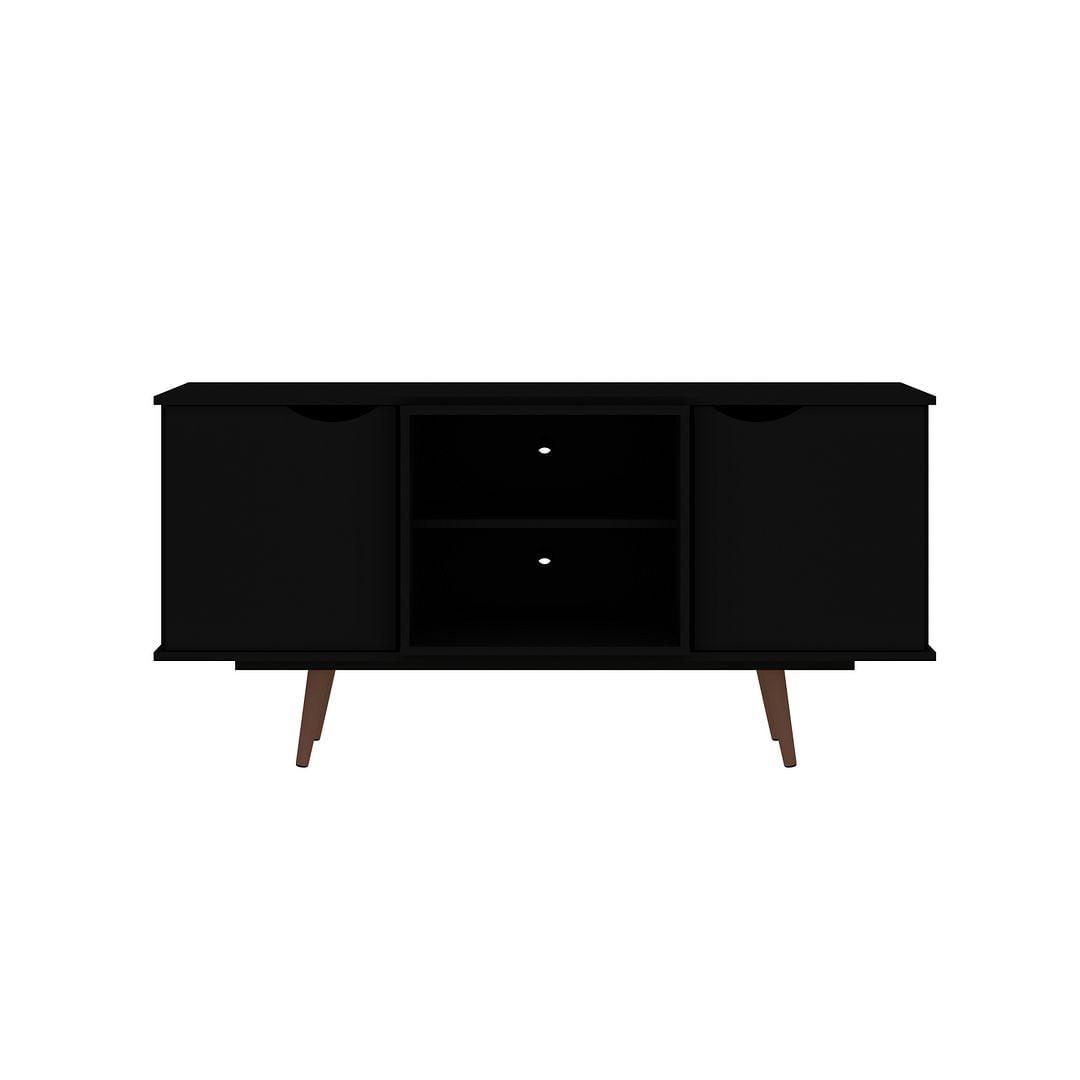 Hampton 58'' Classic Black MDF and Pine Wood TV Stand with Cabinet