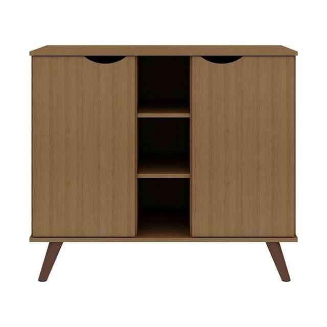 Manhattan Comfort 39.37" Hampton Buffet Stand Maple Cream: Mid-Century Modern Sideboard, Fixed Shelves