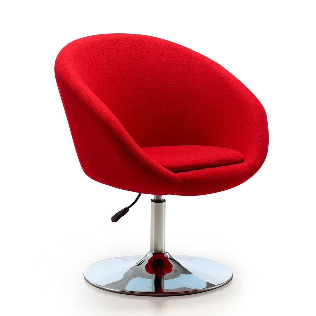 Red Wool Blend Swivel Adjustable Height Chair with Metal Base