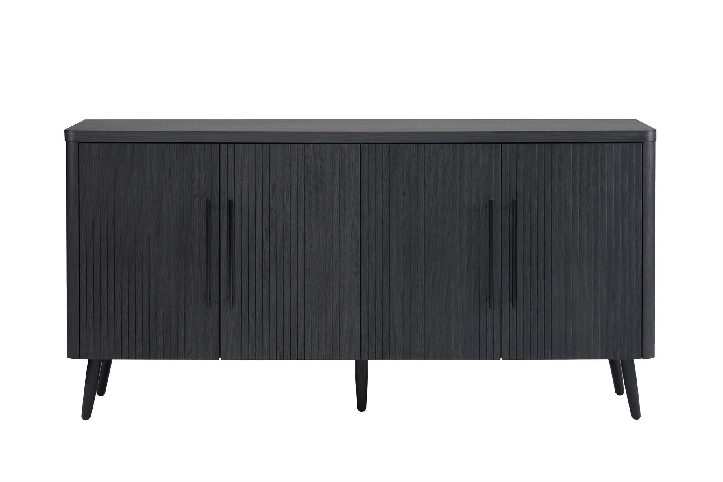 Manhattan Comfort Jodie 65" Mid-Century Modern Sideboard with 8 Adjustable Shelves in Charcoal Gray