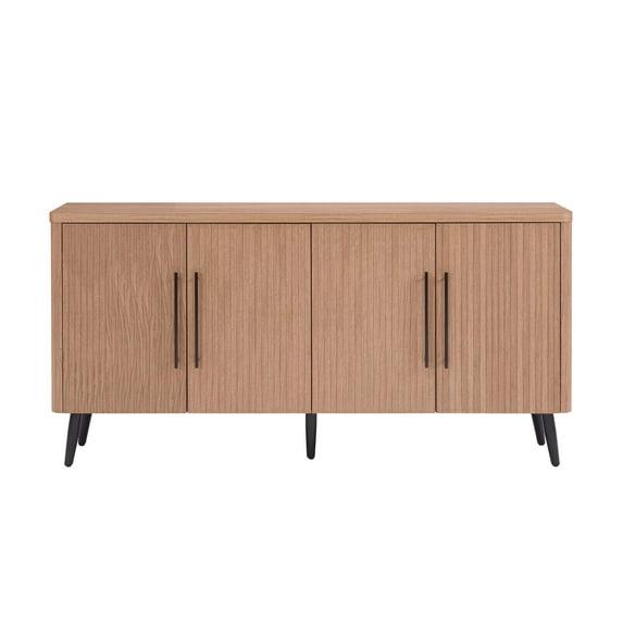 Manhattan Comfort Jodie 65" Mid-Century Modern Sideboard with 8 Adjustable Shelves in Maple
