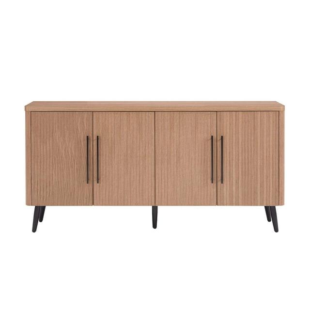 Manhattan Comfort Jodie 65" Mid-Century Modern Sideboard with 8 Adjustable Shelves in Maple