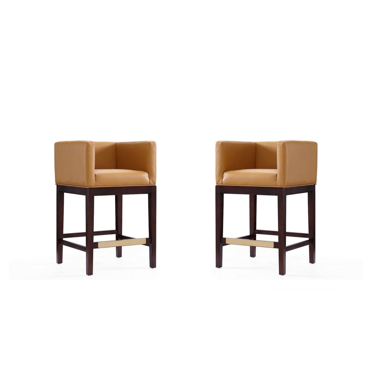 Set of 2 Kingsley Upholstered Beech Wood Counter Height Barstools - Manhattan Comfort