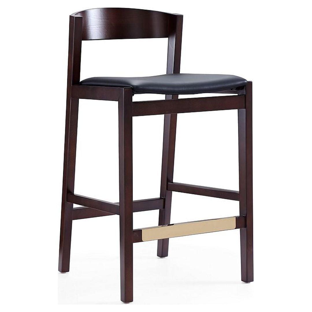 Manhattan Comfort Klismos 22" Black Leather and Walnut Counter Stool