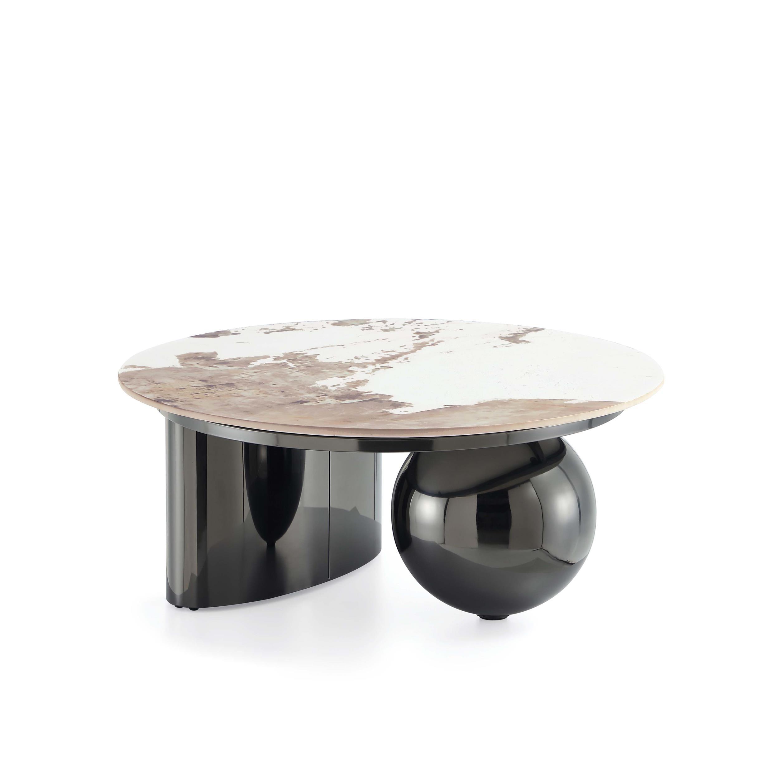 Manhattan Comfort Laurel Sintered Stone Top Coffee Table Black