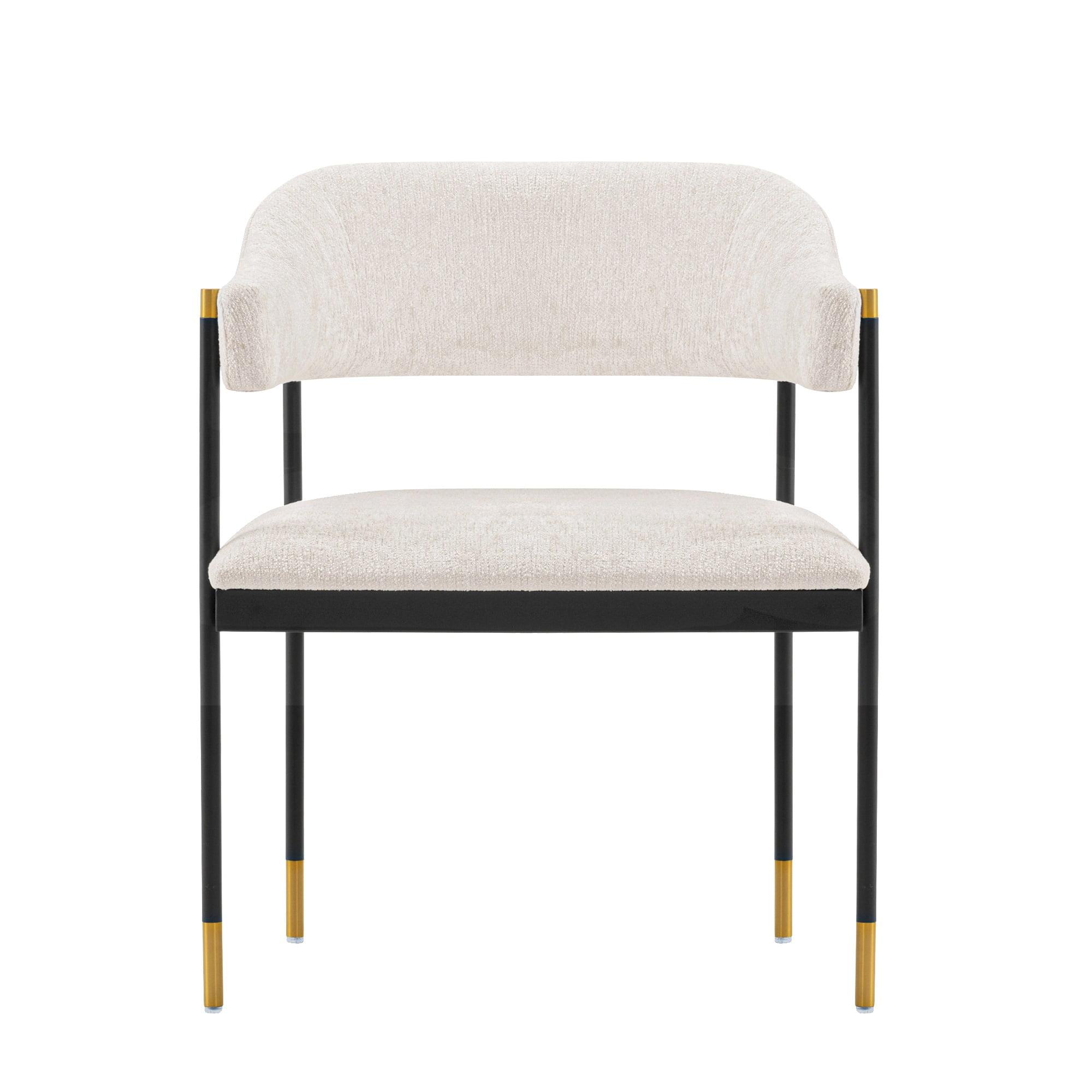 Lia Modern Boucle Upholstered Dining Armchair Cream - Manhattan Comfort