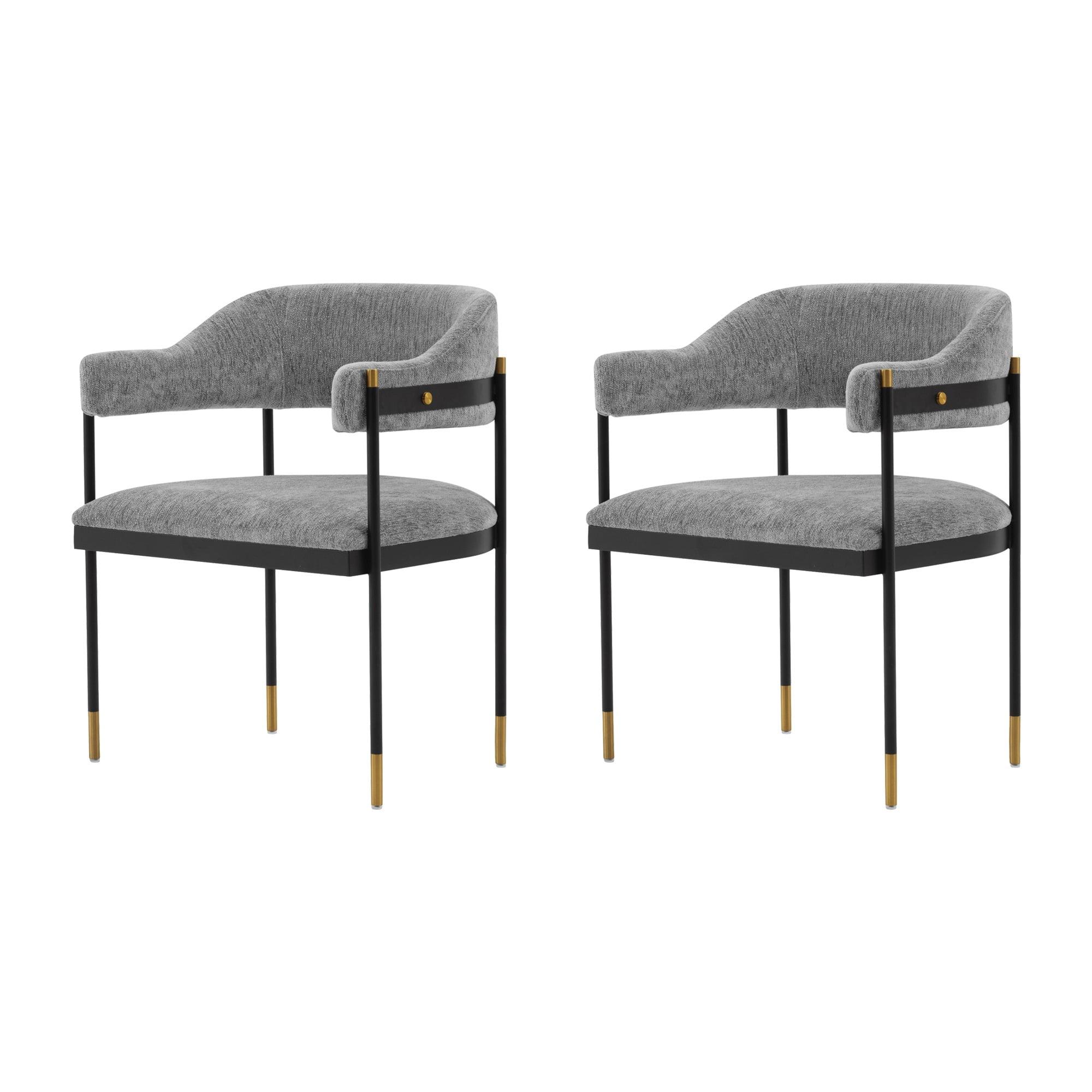 Set of 2 Lia Modern Boucle Dining Armchairs with Brushed Gold Accents - Manhattan Comfort