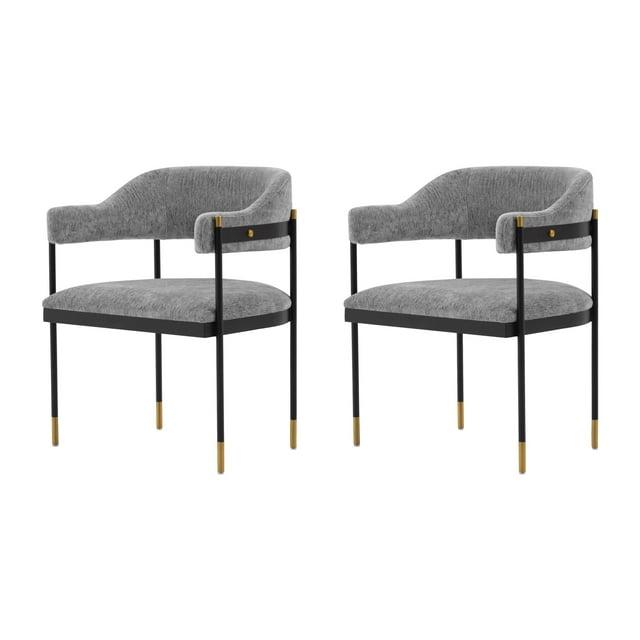 Set of 2 Lia Modern Boucle Dining Armchairs with Brushed Gold Accents - Manhattan Comfort