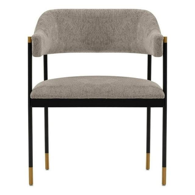 Lia Modern Boucle Upholstered Dining Armchair Stone Gray - Manhattan Comfort: Brushed Gold Accents, No Assembly Required