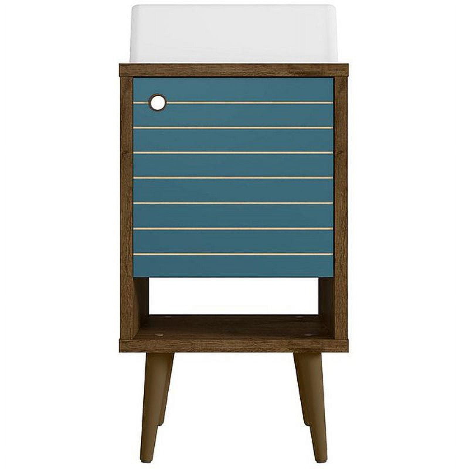 Liberty Mid-Century Modern Bathroom Vanity in Rustic Brown and Aqua Blue