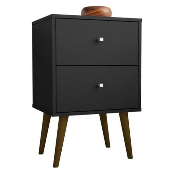 Manhattan Comfort Liberty 2.0 Mid Century Modern Nightstand Black: Particle Board Construction, Storage Drawer, Rectangle Shape