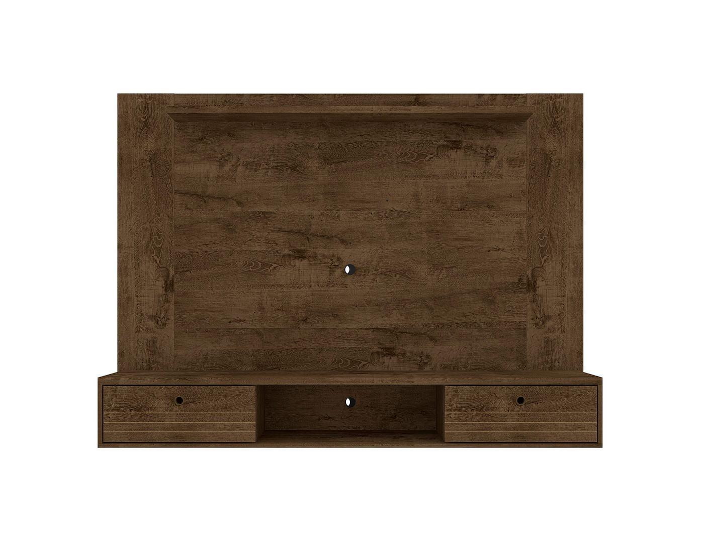 Rustic Brown Wall Mounted Entertainment Center with Storage