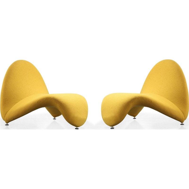 Sculptural Geometric Yellow Metal Accent Chair