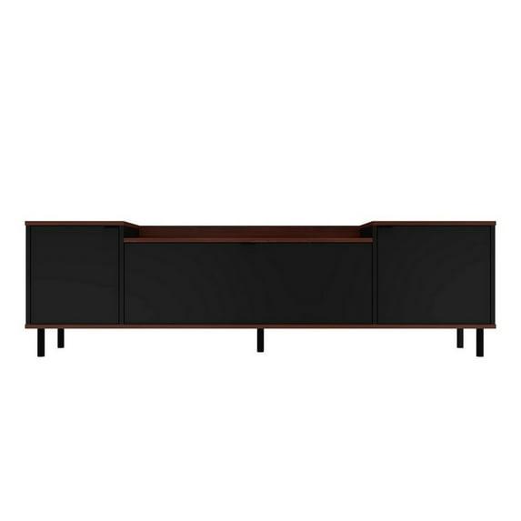 Mosholu TV Stand for TVs up to 60" Black/Nut Brown - Manhattan Comfort: Media Storage, Cable Management