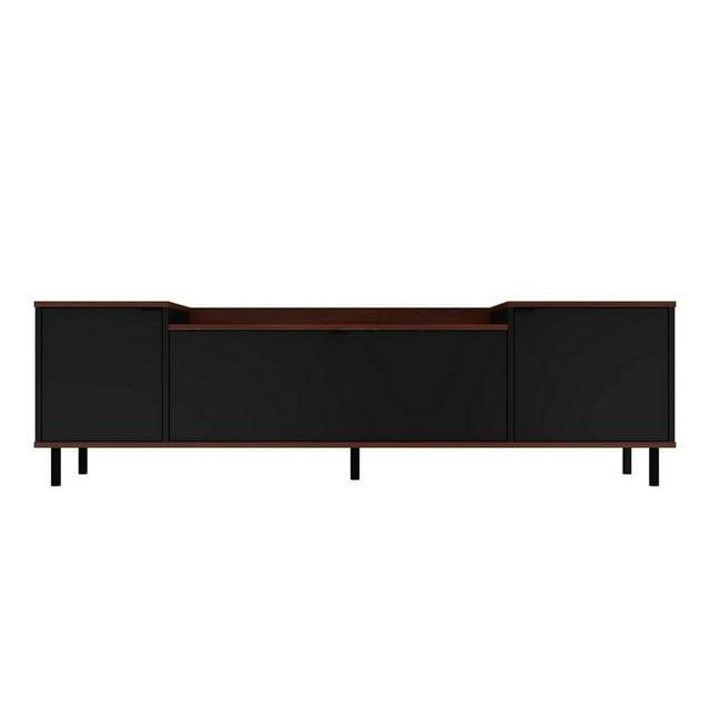 Mosholu TV Stand for TVs up to 60" Black/Nut Brown - Manhattan Comfort: Media Storage, Cable Management