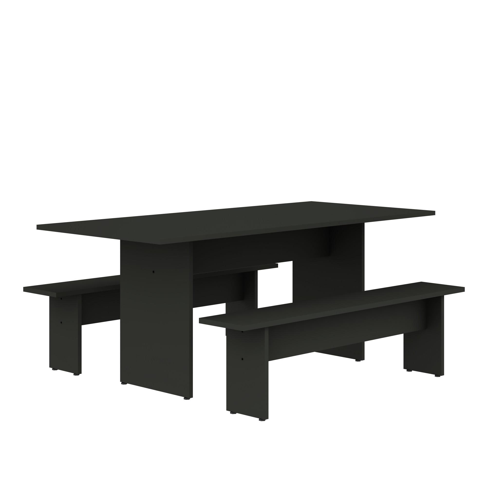 3pc Nomad 67.91" Modern Dining Set Gray - Manhattan Comfort: MDF Construction, Seats 6, Double Pedestal Table