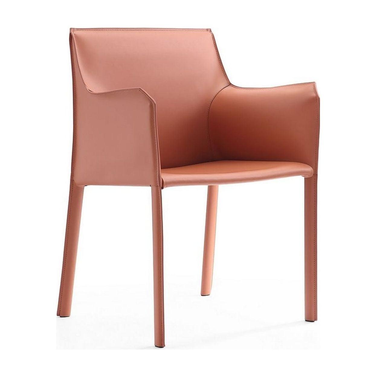 Manhattan Comfort Paris Clay Pink Saddle Leather Armchair