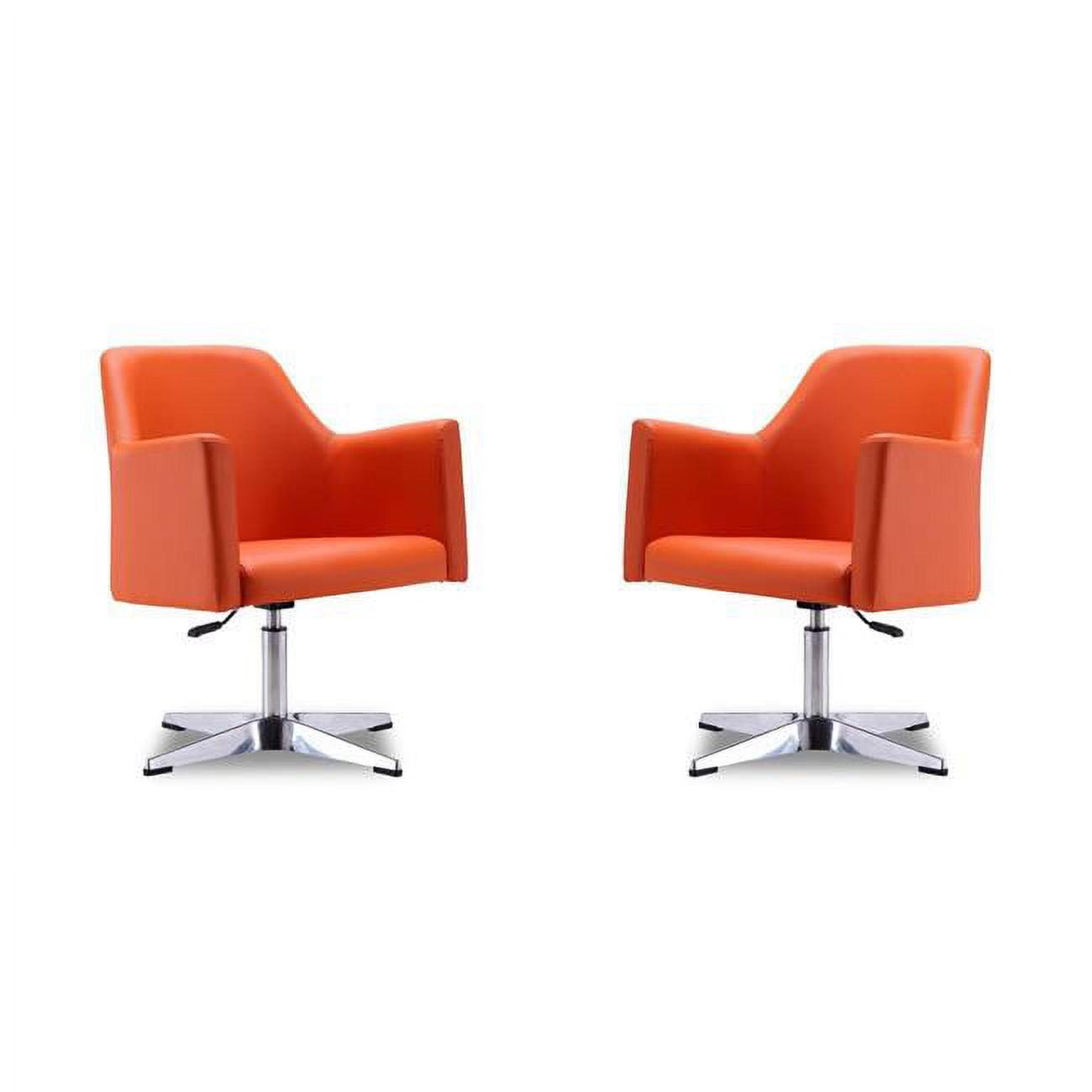 Pelo Orange Faux Leather Swivel Accent Chair Set