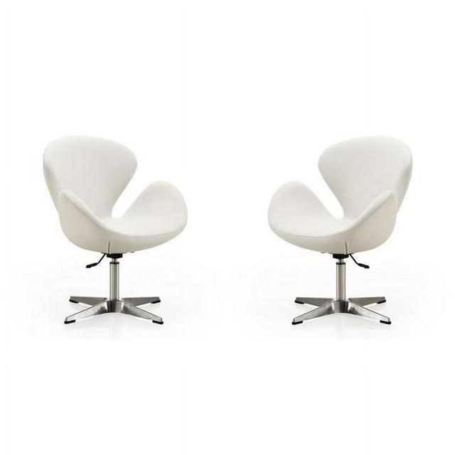 Set of 2 Raspberry Faux Leather Adjustable Swivel Chairs White - Manhattan Comfort