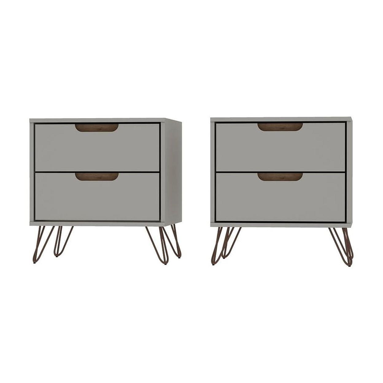 Set of 2 Rockefeller 2 Drawer Nightstands - Manhattan Comfort