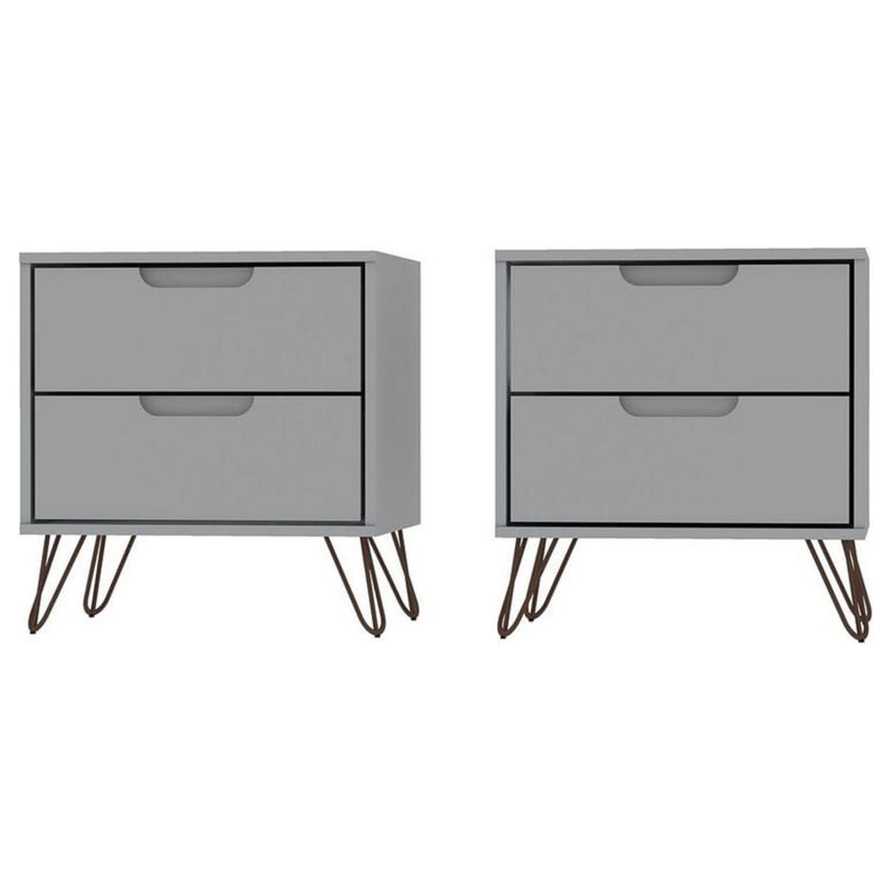 Set of 2 Rockefeller 2 Drawer Nightstands - Manhattan Comfort