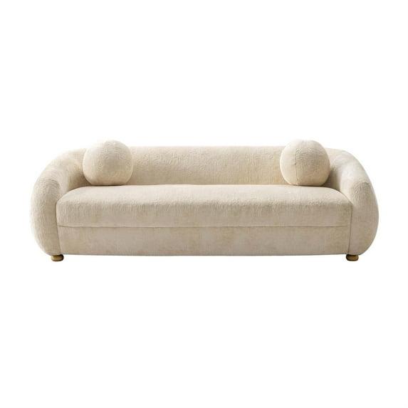Manhattan Comfort 85.8" Tribeca Modern Chenille Upholstered Sofa Cream