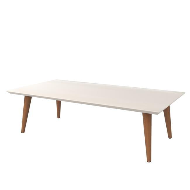 11.81" Utopia High Rectangle Coffee Table with Splayed Legs Off-White - Manhattan Comfort: Mid-Century Modern, MDF, Glossy Finish