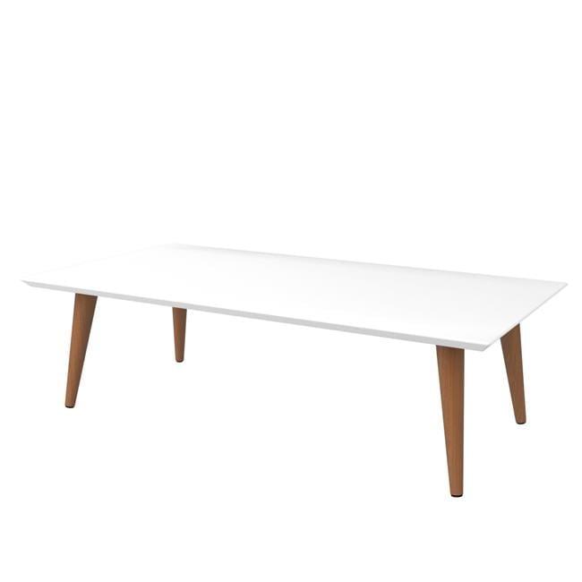 11.81" Utopia High Gloss White Coffee Table with Splayed Legs - Manhattan Comfort: Mid-Century Modern Design