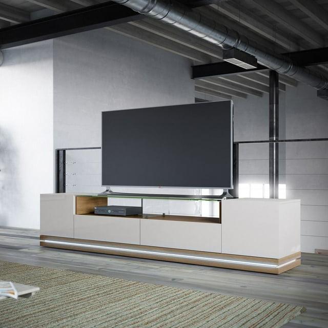 85.43" Vanderbilt TV Stand for TVs up to 70" Off White/Maple Cream - Manhattan Comfort